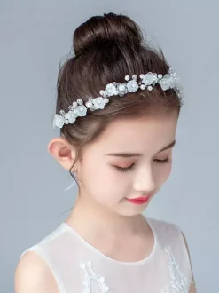 Flower Girl Headpieces Silver Pearls Accessory Pearl Kids Hair Accessories