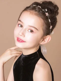 Flower Girl Headpieces Silver Ribbons Headwear Metal Hair Accessories For Kids