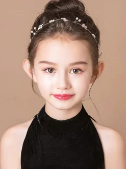 Flower Girl Headpieces Silver Ribbons Headwear Metal Hair Accessories For Kids
