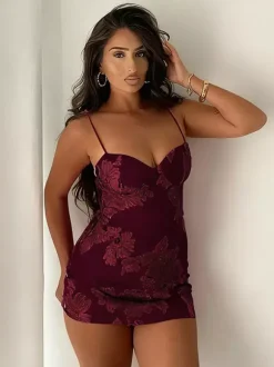 Flower Decorations Women Bodycon Cami Dress - Spaghetti Strap Sexy Mini Dress - Sweet Summer Night Out Clubwear 2026