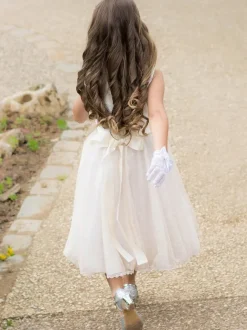 Flower Girl Dresses Champagne Polyester Sleeveless Jewel Neck Flower Girl Dresses