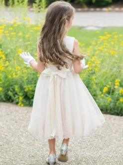 Flower Girl Dresses Champagne Polyester Sleeveless Jewel Neck Flower Girl Dresses