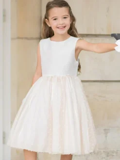Flower Girl Dresses Champagne Polyester Sleeveless Jewel Neck Flower Girl Dresses