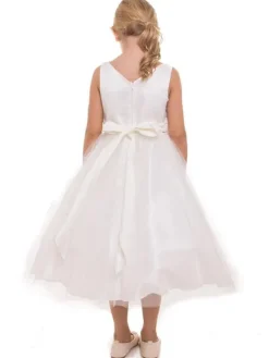Flower Girl Dresses Champagne Jewel Neck Sleeveless Formal Kids Pageant Dresses