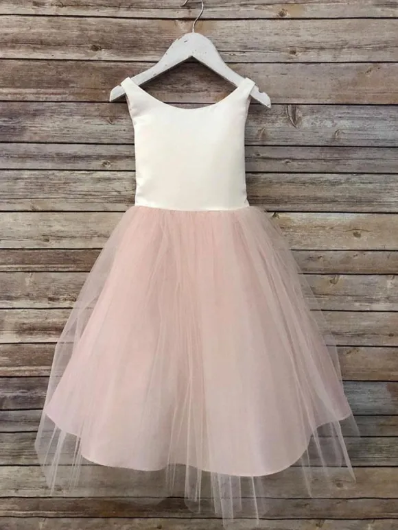 Flower Girl Dresses Champagne Jewel Neck Sleeveless Formal Kids Pageant Dresses