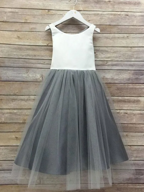 Flower Girl Dresses Champagne Jewel Neck Sleeveless Formal Kids Pageant Dresses
