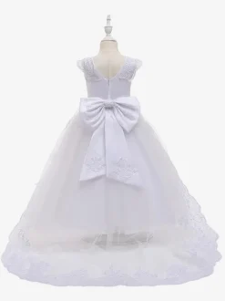Flower Girl Dresses Champagne Lace Sleeveless Jewel Neck Flower Girl Dresses
