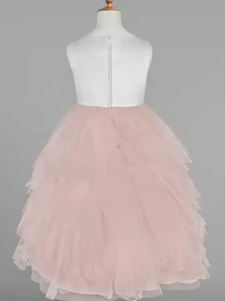 Flower Girl Dresses Ivory Jewel Neck Sleeveless Applique A-Line Kids Party Dresses