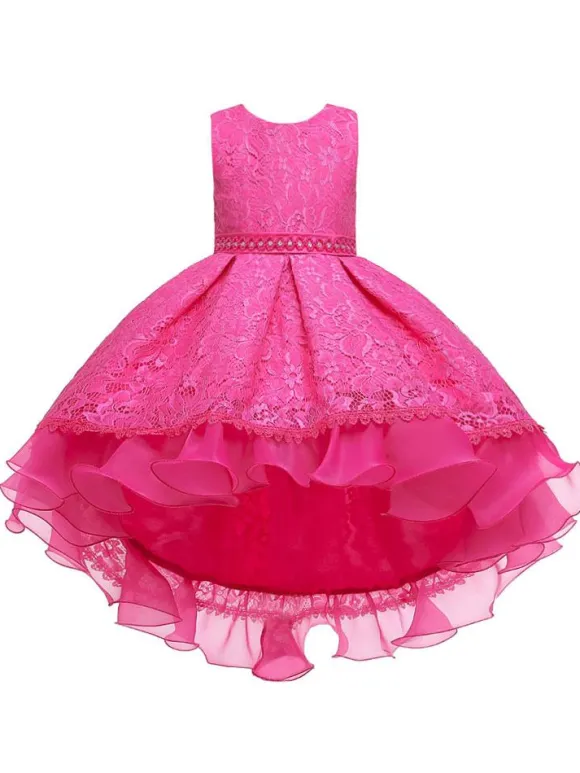 Flower Girl Dresses Jewel Neck Sleeveless With Train Princess Silhouette Bows Kids Party Dresses