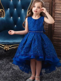 Flower Girl Dresses Jewel Neck Sleeveless With Train Princess Silhouette Bows Kids Party Dresses