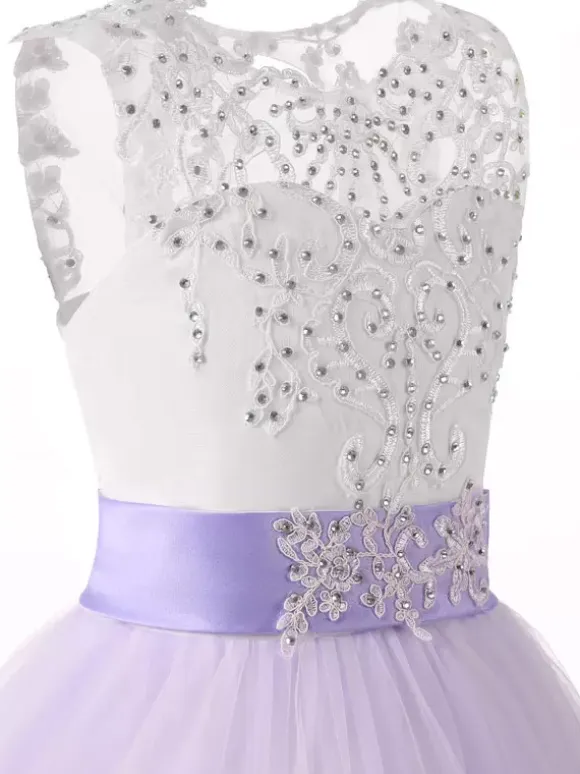 Flower Girl Dresses Jewel Neck Sleeveless Studded Formal Kids Pageant Dresses