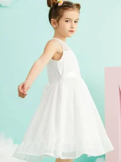 Flower Girl Dresses Jewel Neck Sleeveless Formal Kids Pageant Dresses