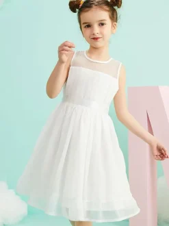 Flower Girl Dresses Jewel Neck Sleeveless Formal Kids Pageant Dresses