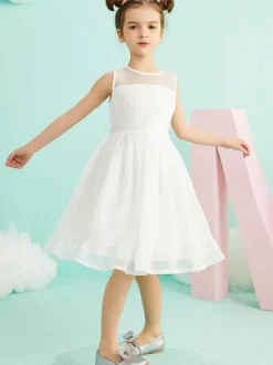 Flower Girl Dresses Jewel Neck Sleeveless Formal Kids Pageant Dresses