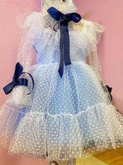 Flower Girl Dresses Lace Long Sleeves Tea-Length Princess Silhouette Kids Party Dresses