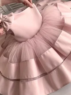 Flower Girl Dresses One-Shoulder Sleeveless Bows Formal Kids Pageant Dresses
