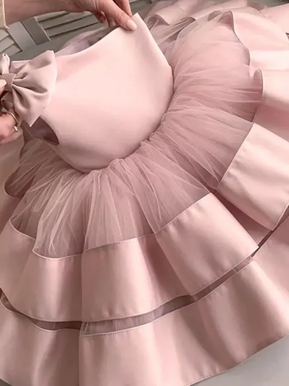 Flower Girl Dresses One-Shoulder Sleeveless Bows Formal Kids Pageant Dresses