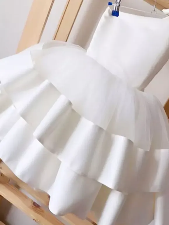 Flower Girl Dresses One-Shoulder Sleeveless Bows Formal Kids Pageant Dresses