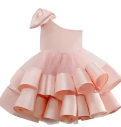 Flower Girl Dresses One-Shoulder Sleeveless Bows Formal Kids Pageant Dresses