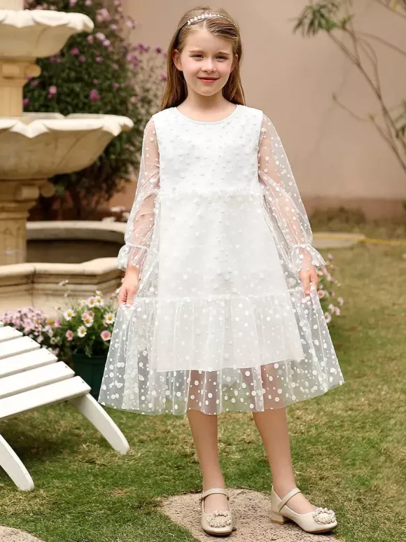 Flower Girl Dresses Wedding Beautiful Kids Party Dress Wedding Flower Girl Dress Flower Girl Dresses Long Sleeves Lace