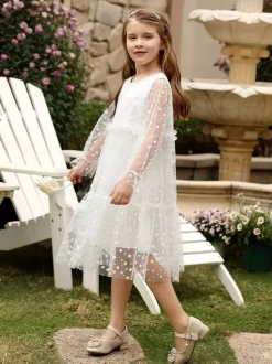Flower Girl Dresses Wedding Beautiful Kids Party Dress Wedding Flower Girl Dress Flower Girl Dresses Long Sleeves Lace