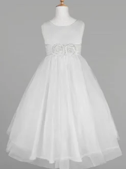 Flower Girl Dresses White Tulle Jewel Neck Sleeveless Formal Kids Pageant Dresses Free Customization