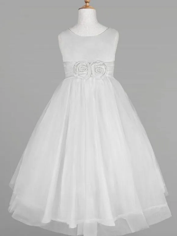 Flower Girl Dresses White Tulle Jewel Neck Sleeveless Formal Kids Pageant Dresses Free Customization