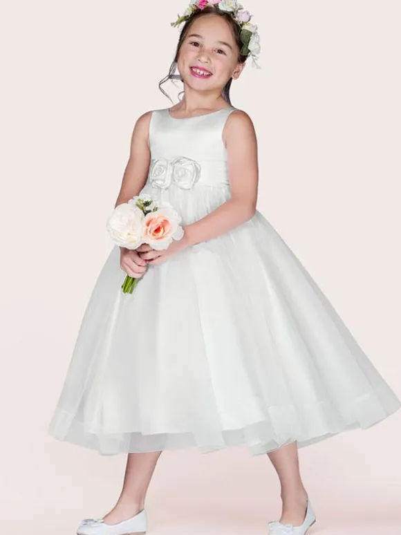 Flower Girl Dresses White Tulle Jewel Neck Sleeveless Formal Kids Pageant Dresses Free Customization