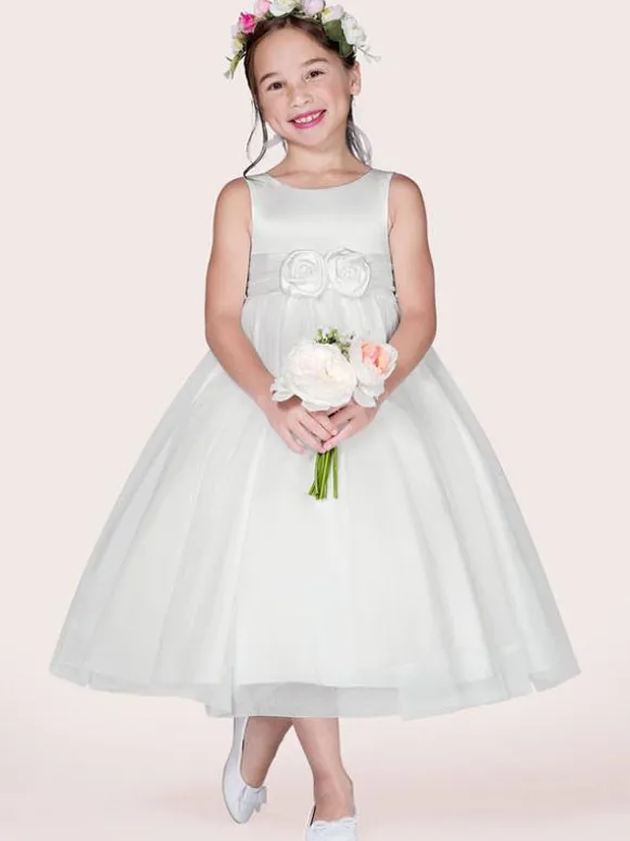 Flower Girl Dresses White Tulle Jewel Neck Sleeveless Formal Kids Pageant Dresses Free Customization