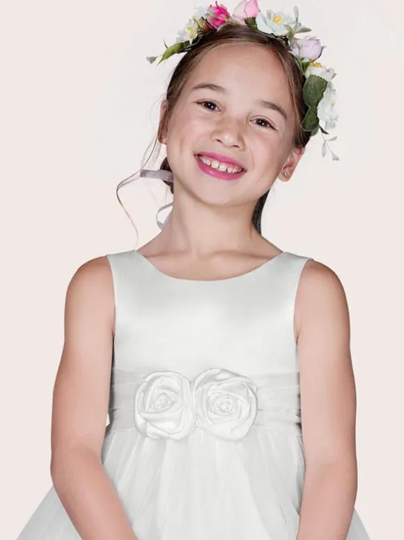 Flower Girl Dresses White Tulle Jewel Neck Sleeveless Formal Kids Pageant Dresses Free Customization