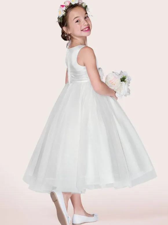 Flower Girl Dresses White Tulle Jewel Neck Sleeveless Formal Kids Pageant Dresses Free Customization