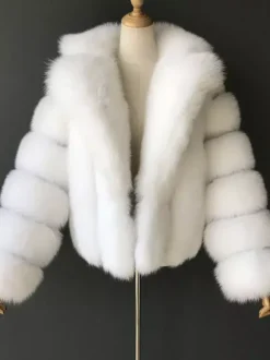 Fluffy Faux Fur Short Coat With Lapel Eco-friendly Winter Jacket For Women 2026