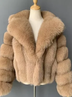 Fluffy Faux Fur Short Coat With Lapel Eco-friendly Winter Jacket For Women 2026