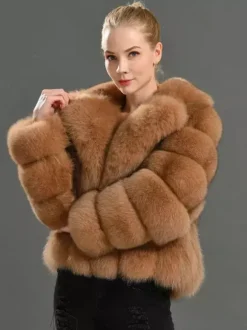 Fluffy Faux Fur Short Coat With Lapel Eco-friendly Winter Jacket For Women 2026