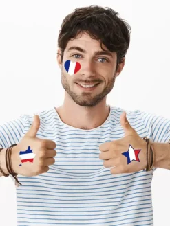 France Flag Tattoo Cute Waterproof Face Sticker