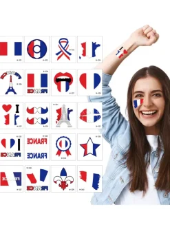 France Flag Tattoo Cute Waterproof Face Sticker