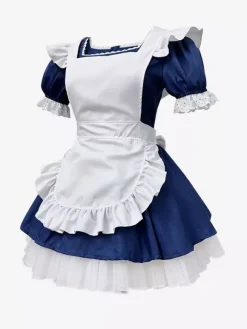 French Maid Costumes Headwear Dress Apron 3-Pieces Sets