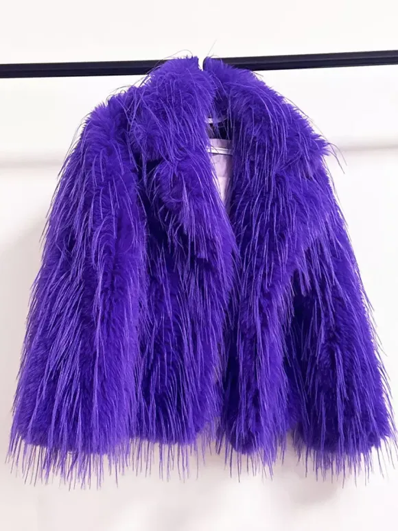 Fringed Faux Fur Coats Notched Lapel Eco-friendly Winter Jacket For Women 2026