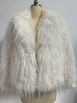 Fringed Faux Fur Coats Notched Lapel Eco-friendly Winter Jacket For Women 2026