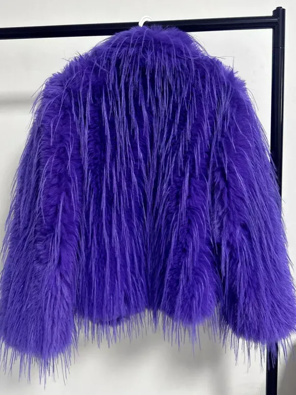 Fringed Faux Fur Coats Notched Lapel Eco-friendly Winter Jacket For Women 2026