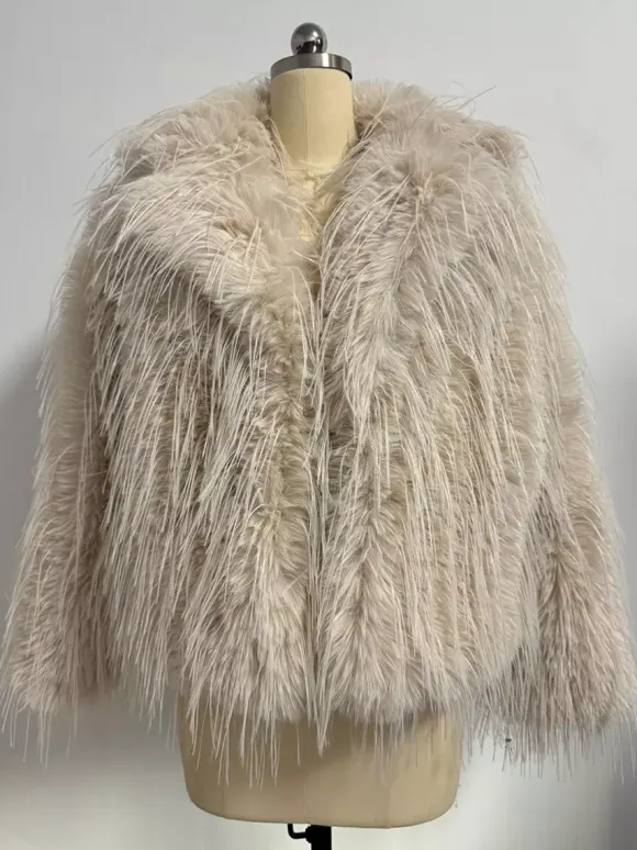 Fringed Faux Fur Coats Notched Lapel Eco-friendly Winter Jacket For Women 2026