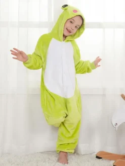 Frog Onesie Kigurumi Neon Green Winter Sleepwear Mascot Animal Halloween Costume onesie pajamas
