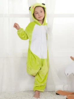 Frog Onesie Kigurumi Neon Green Winter Sleepwear Mascot Animal Halloween Costume onesie pajamas