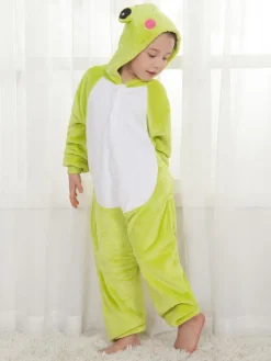 Frog Onesie Kigurumi Neon Green Winter Sleepwear Mascot Animal Halloween Costume onesie pajamas
