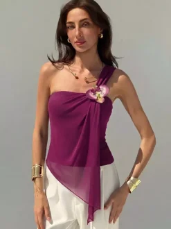 Fuchsia Cami Top Flowers Casual Women Camis