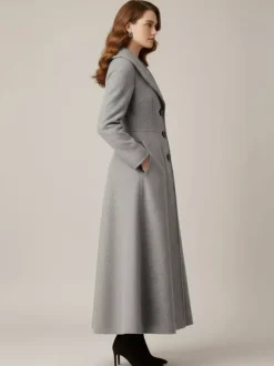 Full Length Woolen Coat With Shawl Collar For Women 2026