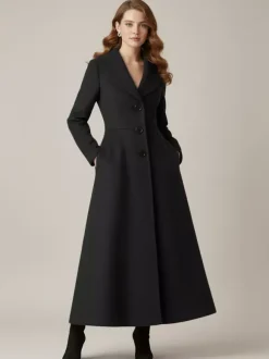 Full Length Woolen Coat With Shawl Collar For Women 2026