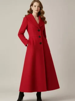 Full Length Woolen Coat With Shawl Collar For Women 2026
