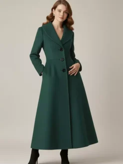 Full Length Woolen Coat With Shawl Collar For Women 2026