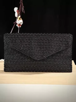 Full Rhinestone Envelope Clutch Bag Detachable Chain Strap Sparkly Evening Party Wedding Hand Purse